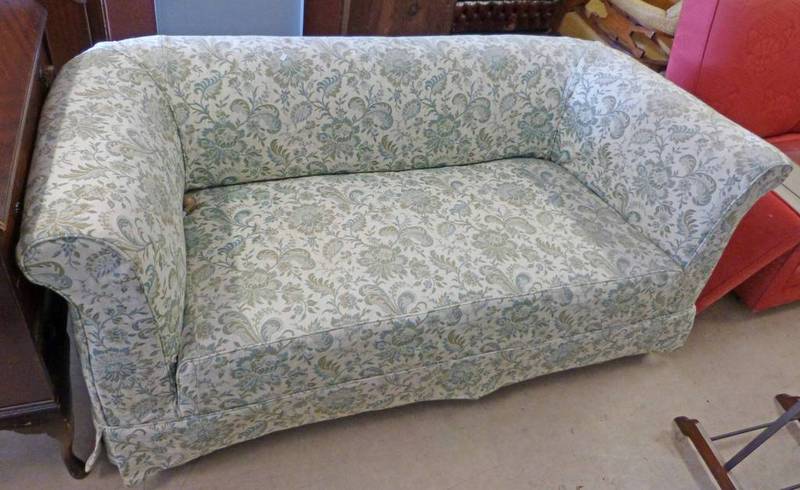 OVERSTUFFED SETTEE WITH GREEN FLORAL PATTERN LENGTH 170CM