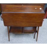 ARTS & CRAFTS STYLE MAHOGANY DROP LEAF TABLE WITH LABEL LIBERTY & CO LTD LONDON LENGTH 60 CMS