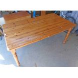 PINE TABLE ON TURNED SUPPORTS LENGTH 158CM