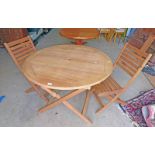 LOT WITHDRAWN CIRCULAR FOLDING GARDEN TABLE & 2 CHAIRS