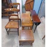 20TH CENTURY OAK CHAIR ON SQUARE SUPPORTS + 1 OTHER,