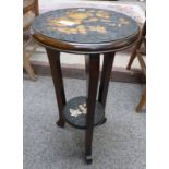 EARLY 20TH CENTURY POKERWORK WINE TABLE 51CM TALL