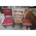 2 OAK DINING CHAIRS & ELM CHAIR - PLUS VAT