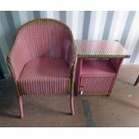 LLOYD LOOM OPEN ARMCHAIR AND LINEN BASKET