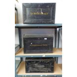 3 METAL FALL FRONT DEED BOXES - PLUS VAT