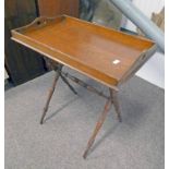 LATE 19TH CENTURY OAK BUTLERS TRAY AND STAND Condition Report: The stand has a piece