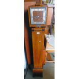 EARLY 20TH CENTURY MAHOGANY LONG CASED CLOCK WITH SQUARE METAL DIAL HEIGHT 148CM
