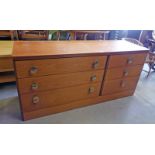 20TH CENTURY TEAK G PLAN CHEST WITH 3 LONG DRAWERS NEST TO 3 SHORT DRAWERS WIDTH 138CM