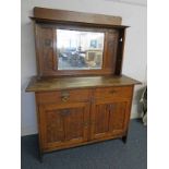 LATE 19TH CENTURY OAK MIRROR BACK SIDEBOARD WITH 2 DRAWERS OVER 2 PANEL DOORS - LENGTH 137CM