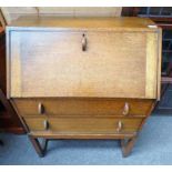 ARTS & CRAFTS STYLE OAK FALL FRONT BUREAU WITH FITTED INTERIOR OVER 2 DRAWERS Condition