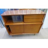 TEAK SIDE CABINET 100CM TALL X 118CM WIDE Condition Report: The item has typical age