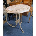 CAST IRON GARDEN TABLE Condition Report: The dimensions for this lot are: Height -