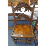 18TH CENTURY ELM AND OAK CHAIR ON TURNED SUPPORTS 97 CM TALL Condition Report: The