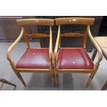 PAIR OF LATE 19TH CENTURY MAHOGANY ARMCHAIRS ON TURNED SUPPORTS - PLUS VAT