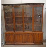 MAHOGANY BOOKCASE WITH 4 ASTRAGAL GLASS DOORS OVER 4 PANEL DOORS Condition Report: