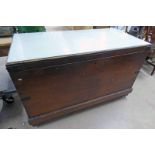 19TH CENTURY METAL BOUND PINE COFFER LARGE SIZE LENGTH 137 CM WITH LATER FORMICA TOP