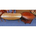 MAHOGANY OCTAGONAL COFFEE TABLE AND DROP FLAP COFFEE TABLE
