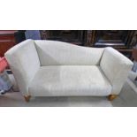 20TH CENTURY OVERSTUFFED COUCH ON TAPERED SUPPORTS LENGTH 143CM