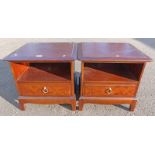 PAIR OF MAHOGANY BEDSIDE SINGLE DRAWER CHESTS WIDTH 53CM