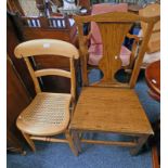 18TH CENTURY STYLE ELM DINING CHAIR & BERGERE HAND CHAIR