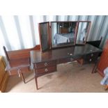 MAHOGANY HEADBOARD AND MAHOGANY DRESSING TABLE Condition Report: The size between