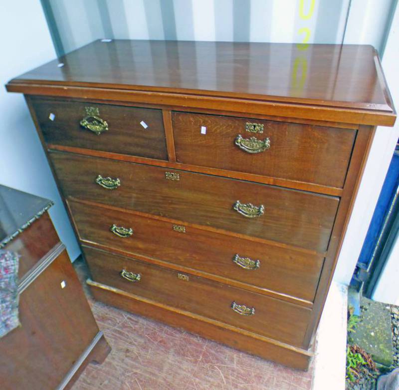 OAK CHEST WITH 2 SHORT OVER 3 LONG DRAWERS,