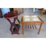 TILE TOPPED TABLE & OVAL MAHOGANY TABLE