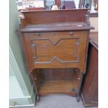 OAK ARTS & CRAFTS STYLE STUDENTS DESK WITH FULL FRONT OPENING TO FITTED INTERIOR.