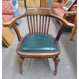 EARLY 20TH CENTURY MAHOGANY CAPTAINS CHAIR ON TURNED SUPPORTS 80CM TALL