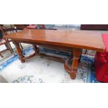 20TH CENTURY MAHOGANY RECTANGULAR TABLE ON TURNED SUPPORTS LENGTH 200CM