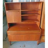 TEAK UNIT WITH 2 DRAWERS OVER FALL FRONT ON TAPERED SUPPORTS WIDTH 112CM Condition
