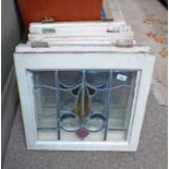 8 LEADED GLASS PANELS IN THE ARTS & CRAFTS STYLE 48CM X 52CM OVERALL Condition Report: