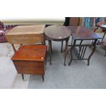 MAHOGANY BOX WITH FITTED INTERIOR, OAK TROLLEY,