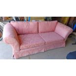 OVERSTUFFED 2 SEATER SETTEE IN RED WITH FLORAL PATTERN WIDTH 224CM