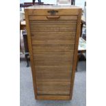 EARLY 20H CENTURY OAK TAMBOUR FRONT FILING CABINET 114 CM TALL