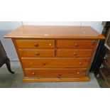 PINE CHEST OF 4 SHORT OVER 2 LONG DRAWERS.