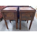 PAIR OF 19TH CENTURY MAHOGANY BEDSIDE TABLE WITH GALLERIED TOP AND PANELLED ON REEDED SUPPORTS WITH