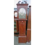 19TH CENTURY MAHOGANY LONG CASE CLOCK WITH BRASS DIAL SIGNED JAMES GILLIES KILSYTH