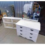 EARLY 20TH CENTURY PAINTED DRESSING TABLE WITH MIRROR AND 2 SHORT OVER 2 LONG DRAWERS,