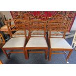 SET OF 6 MAHOGANY DINING CHAIRS ON SQUARE SUPPORTS
