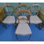 SET OF 4 LATE 19TH CENTURY MAHOGANY DINING CHAIRS ON SHAPED SUPPORTS