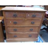 EARLY 20TH CENTURY OAK CHEST OF 2 SHORT OVER 3 LONG DRAWERS WIDTH 105 CM