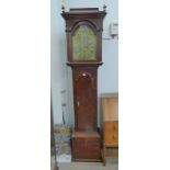 19TH CENTURY MAHOGANY LONG CASE CLOCK WITH BRASS & SILVERED DIAL Condition Report: