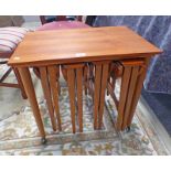 TEAK NEST OF TABLES - 62CM LONG Condition Report: The large table does have a