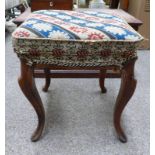 19TH CENTURY ROSEWOOD STOOL ON CABRIOLE SUPPORTS