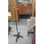 19TH CENTURY BRASS ADJUSTABLE READING STAND WITH CAST IRON BASE HEIGHT 114CM - PLUS VAT