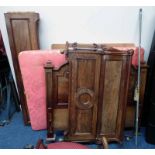 19TH CENTURY DOUBLE MAHOGANY BED FRAME WITH CARVED SUPPORTS Condition Report: The