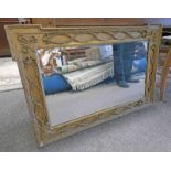 GILT FRAMED MIRROR WITH BEVELLED EDGE GLASS 64CM X 97CM