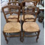 SET OF 4 EARLY 20TH CENTURY CHAIRS WITH RAFFAN WORK SEAT