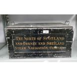 METAL DEED BOX WITH FALL FRONT FOR NORTH OF SCOTLAND & ORKNEY & SHETLAND STEAM NAVIGATION COMPANY -